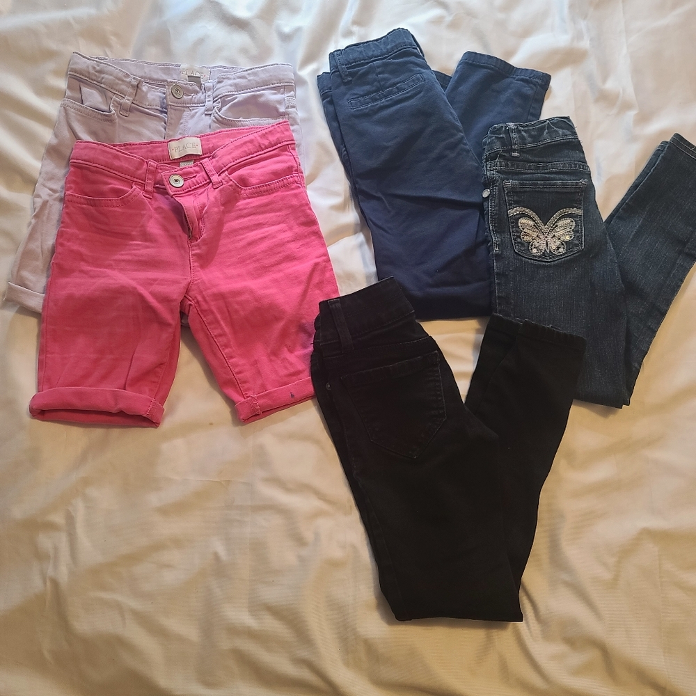 Lot of 2 shorts and 3 Skinny jeans for Girls Size 6/7